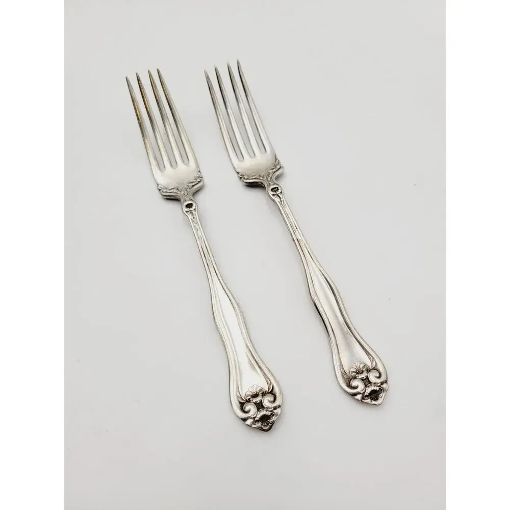 1881 Rogers Silverplate Dinner Forks 1910 Leyland Set of 2 Discontinued